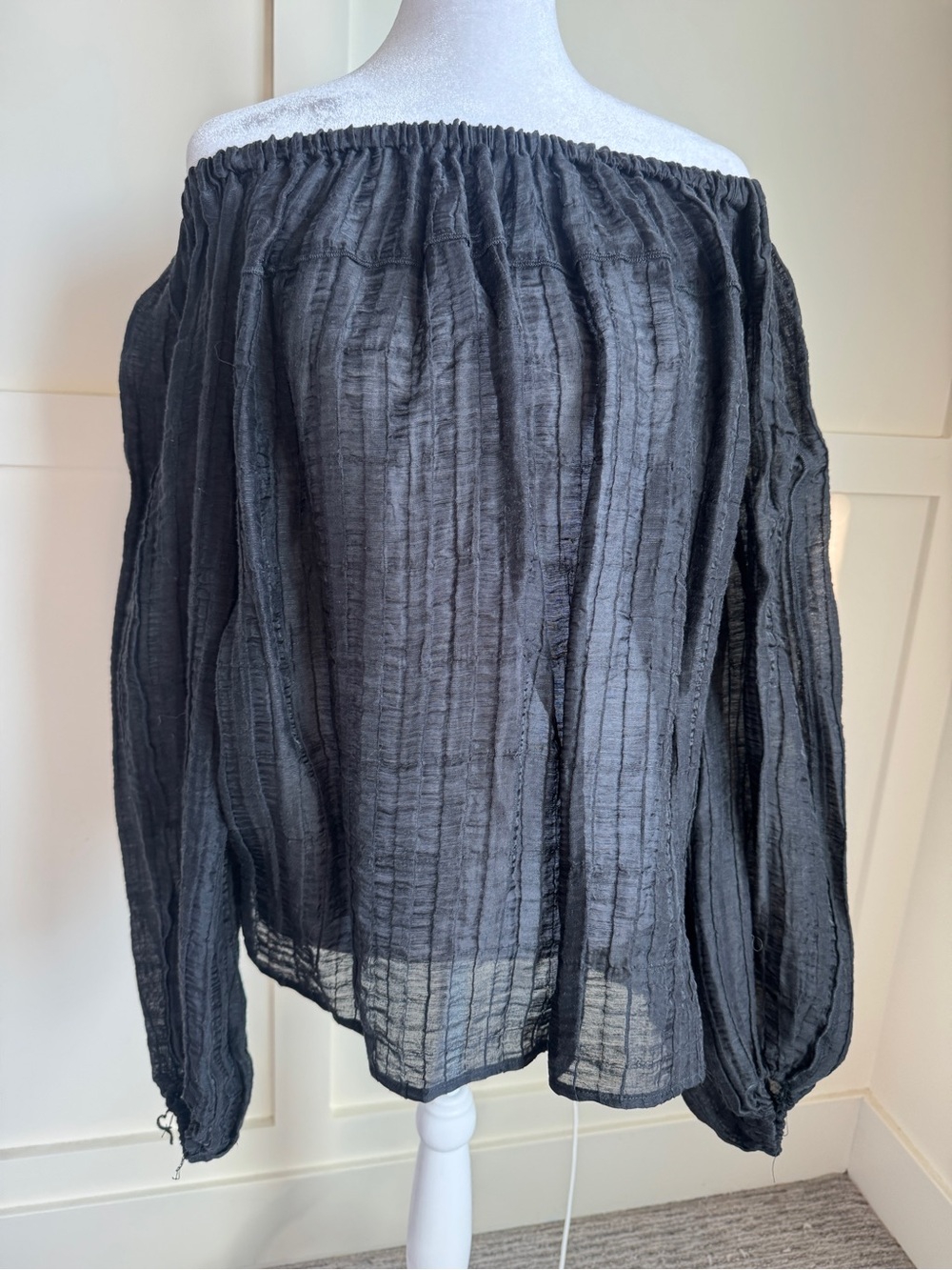 DISSH Black Off-Shoulder Textured Blouse